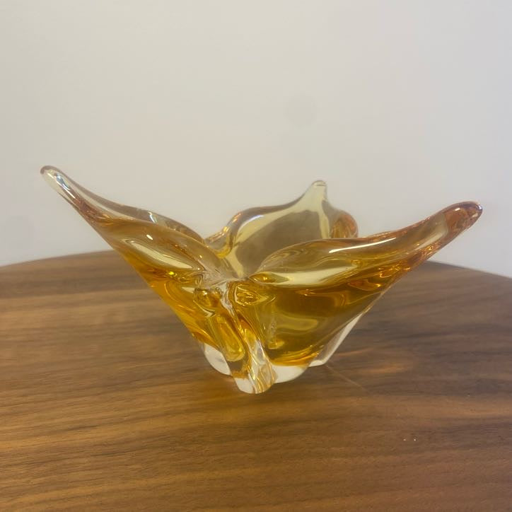 Canadian Chalet Glass Hand Blown Amber Dish