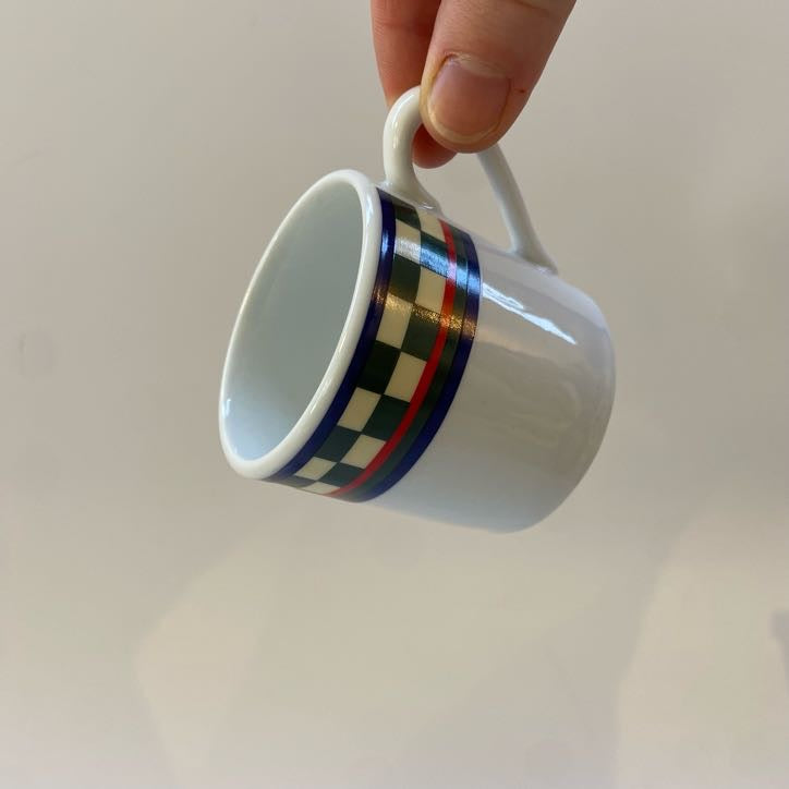 Checkered Cafe Cup Set (Set of 4 Cappucino Cups and 2 Espresso Cups)