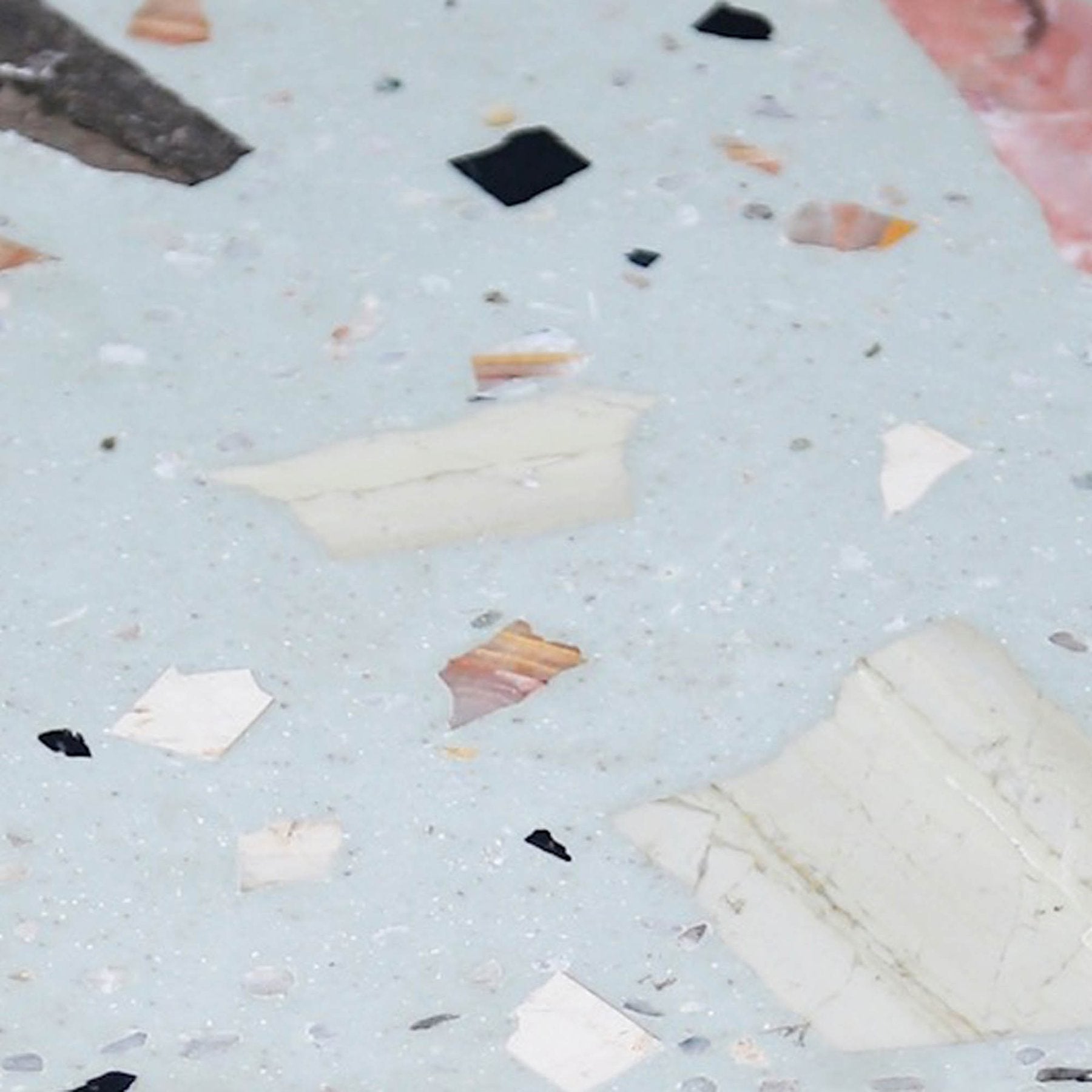 Brass and White Terrazzo Mosaic Side Table