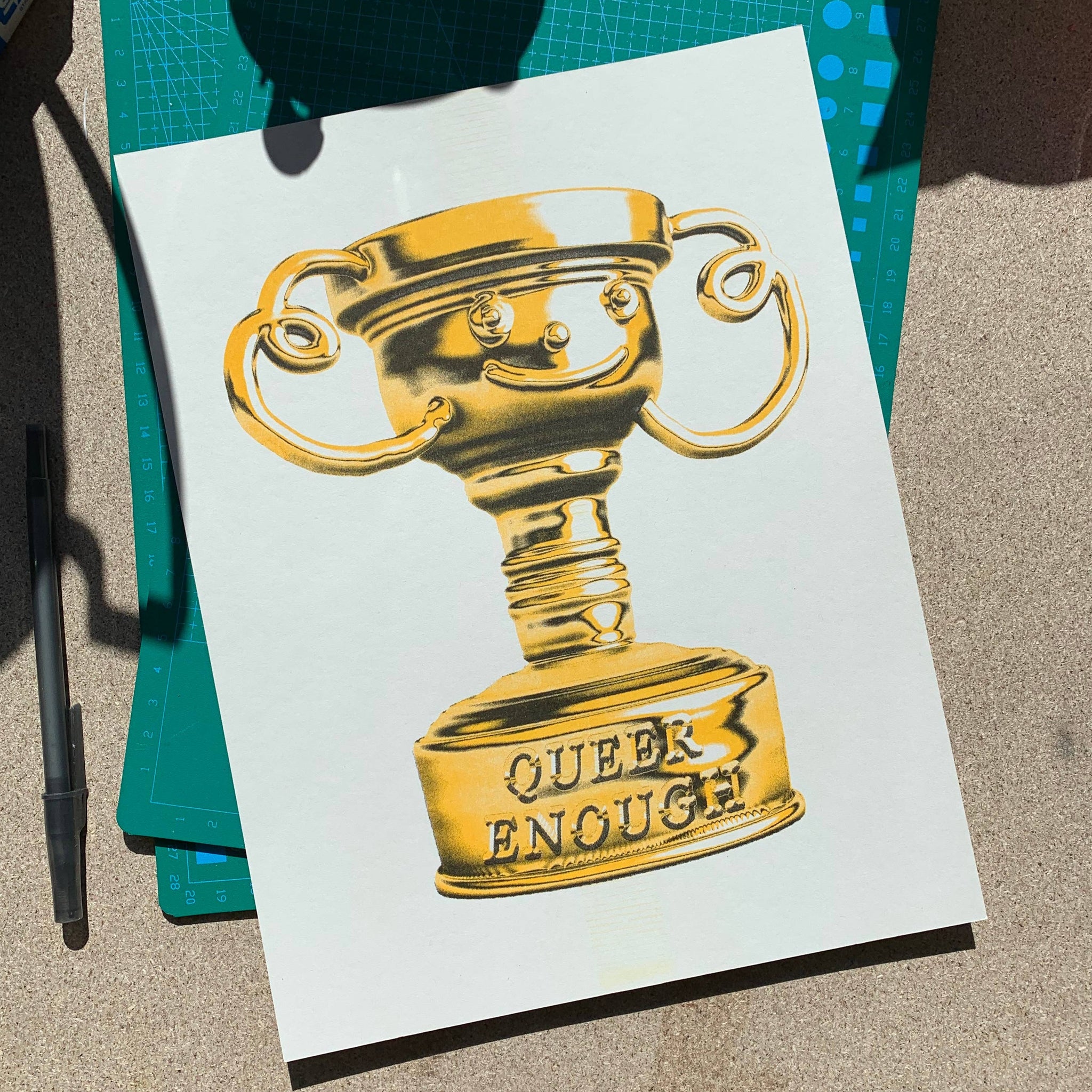 Queer Enough Trophy Risograph Print