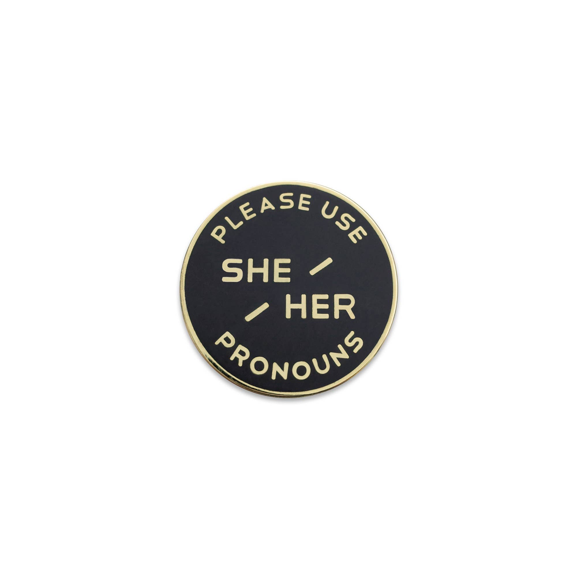 Classic Black Enamel Pronoun Pin: She/Her