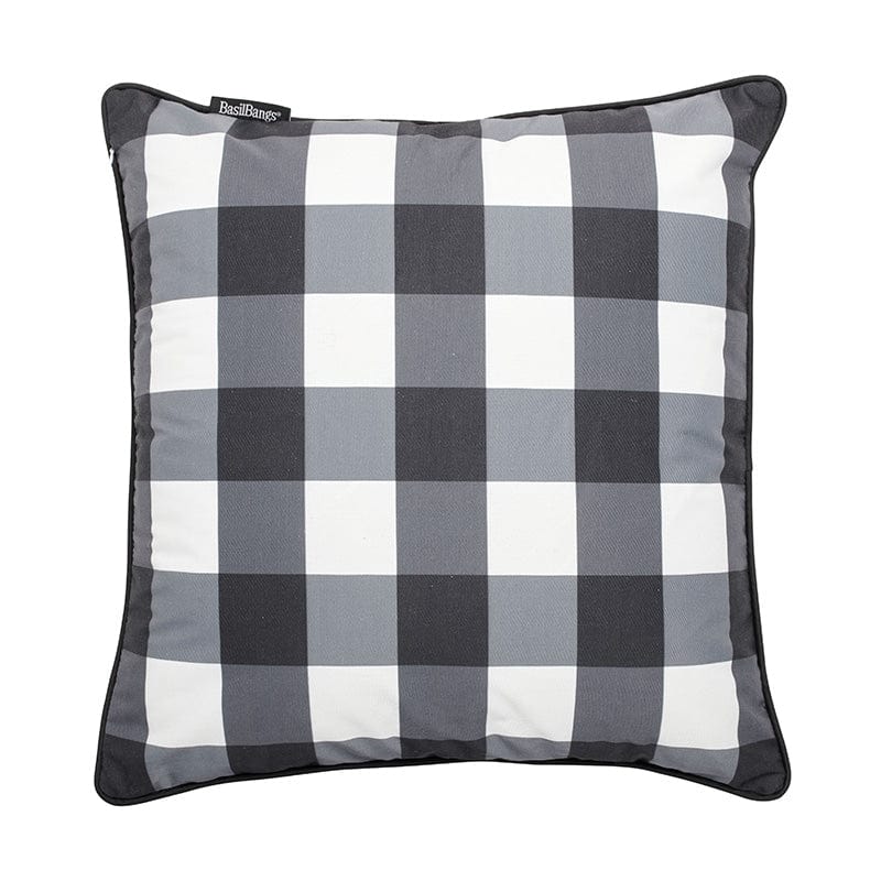 Outdoor Cushion - 50x50cm gingham black  -  Throw Pillows  by  Basil Bangs
