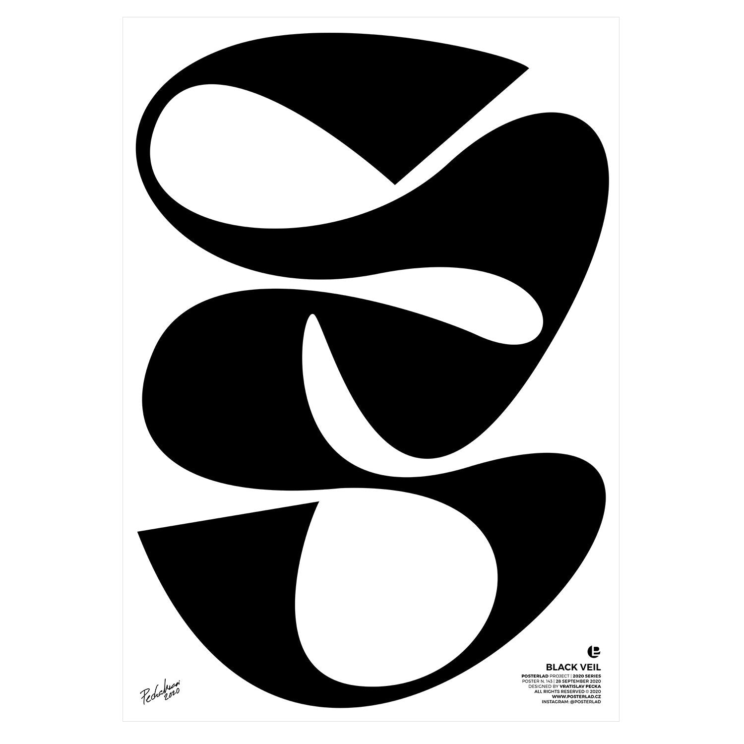 Black Veil Print - Framed with White Oak Frame