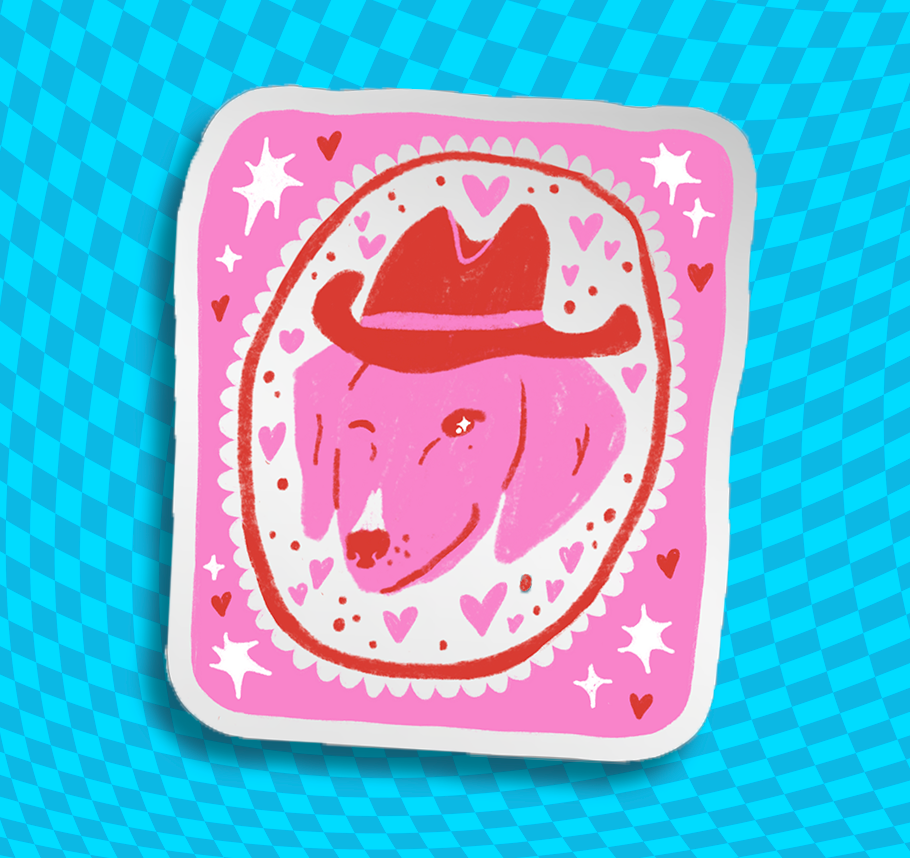 Cowboy Puppy Hearts sticker