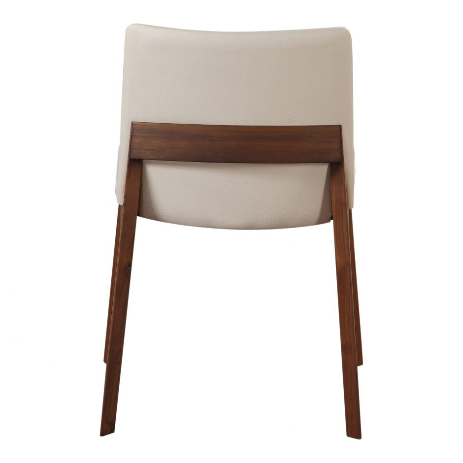 Deco Dining Chair- White PVC with Walnut