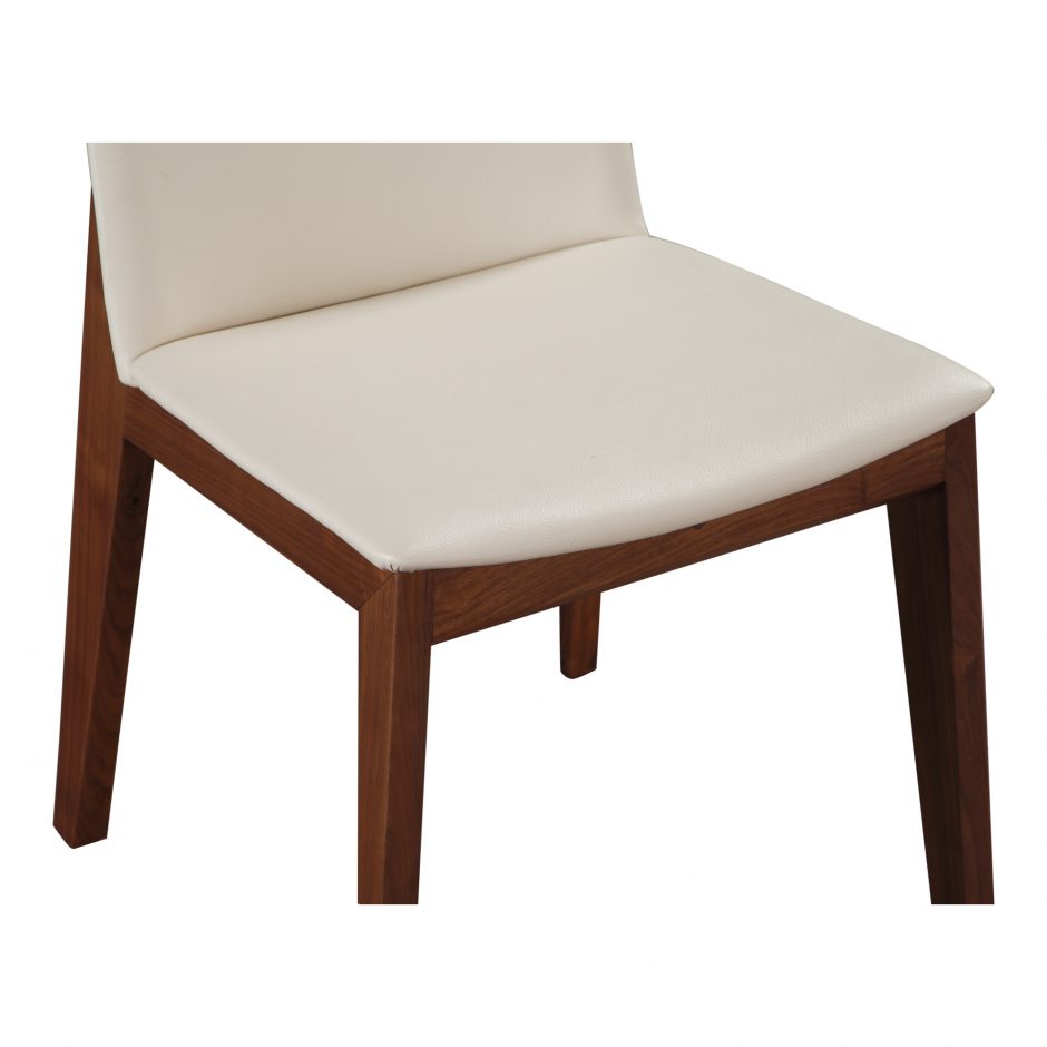 Deco Dining Chair- White PVC with Walnut