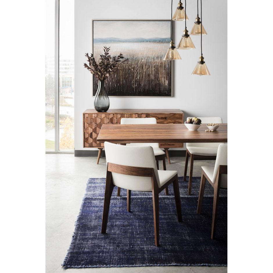 Deco Dining Chair- White PVC with Walnut