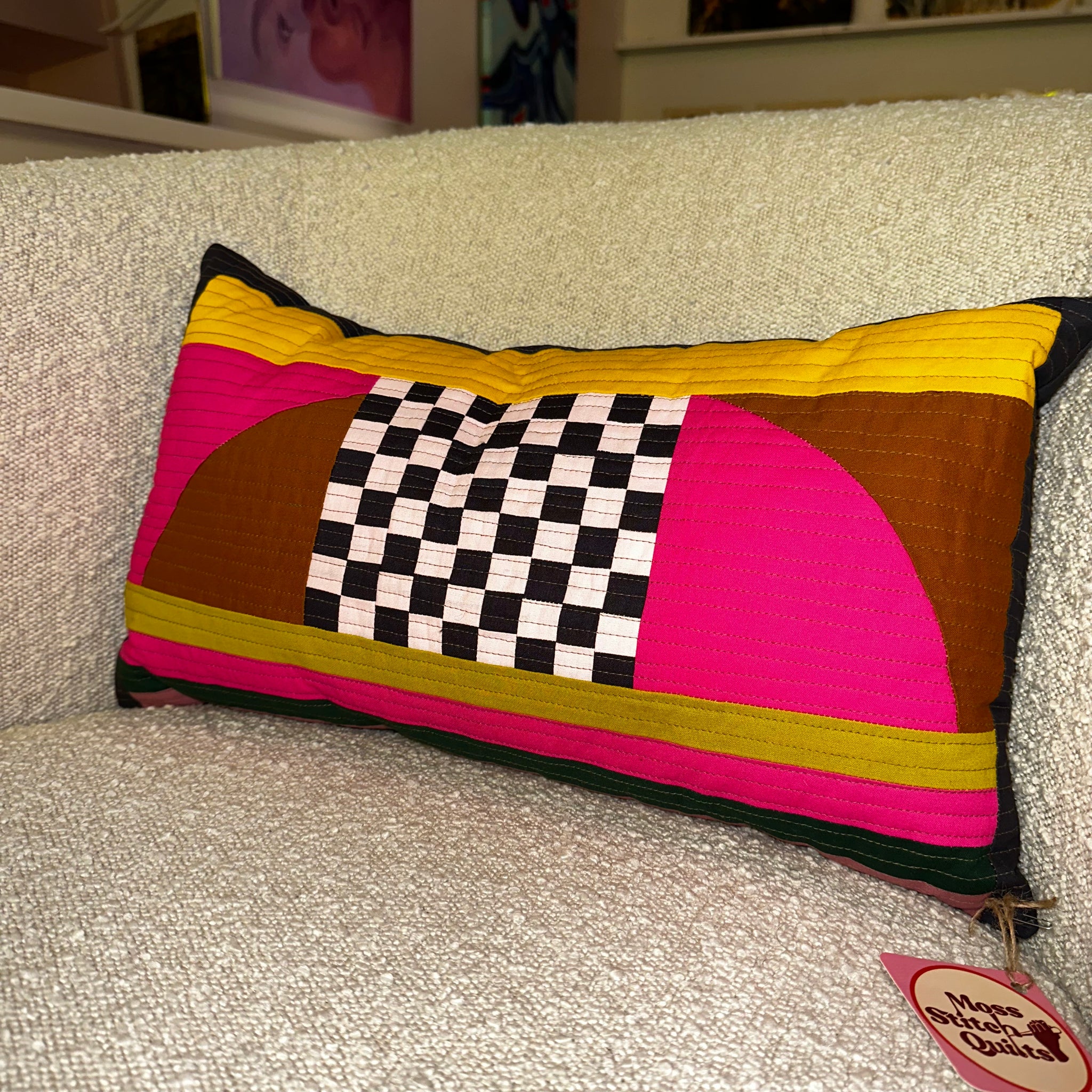 Geometric Quilted Pillow