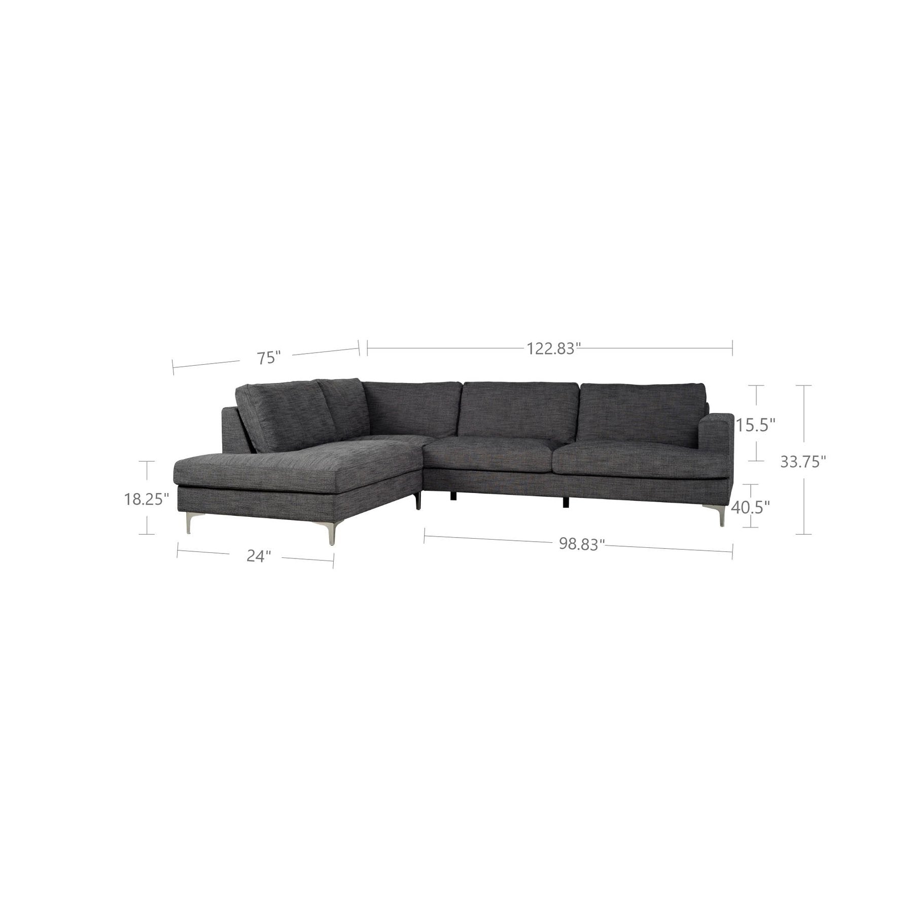 Feather left Sectional - Charcoal