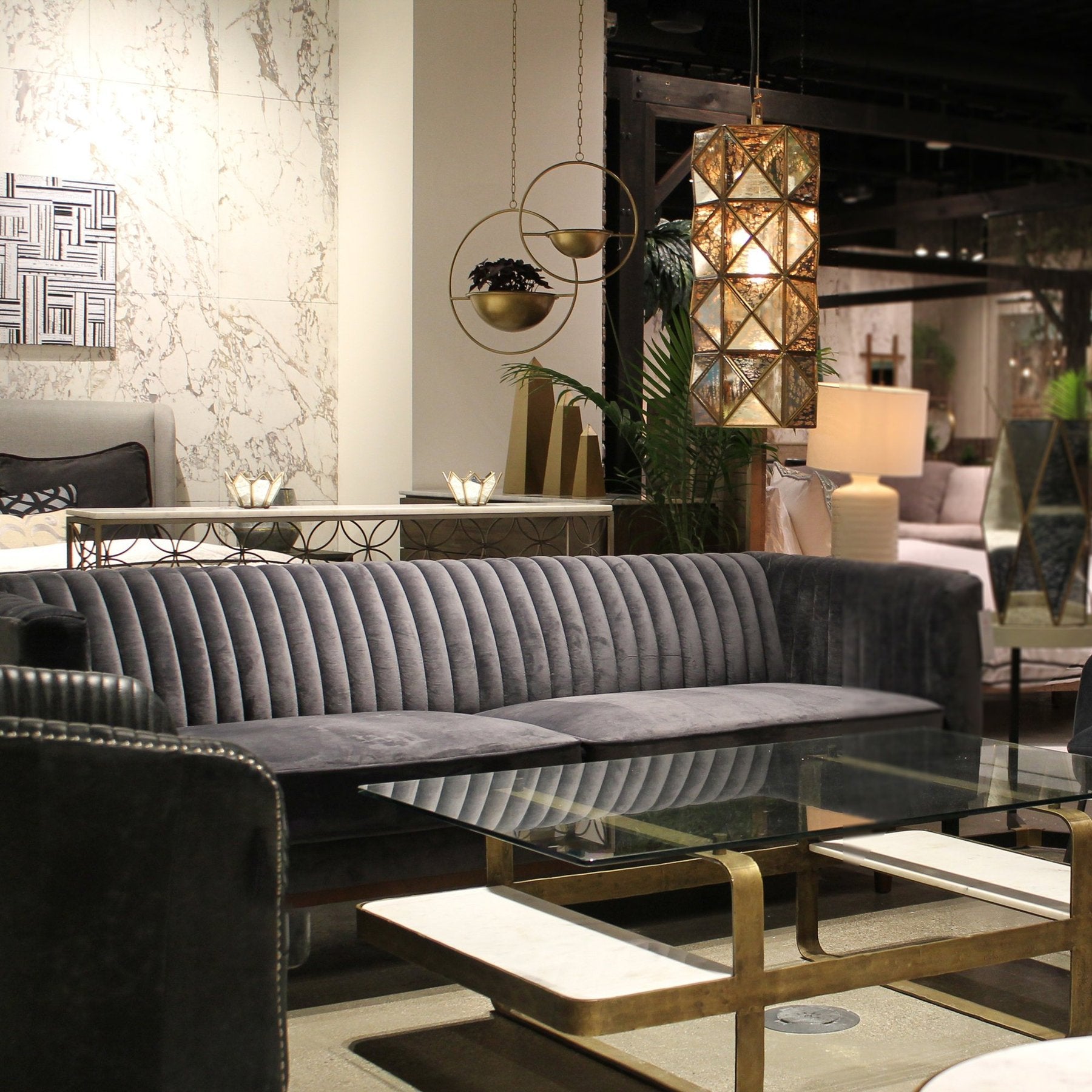 Sage Sofa- Stone Grey Velvet